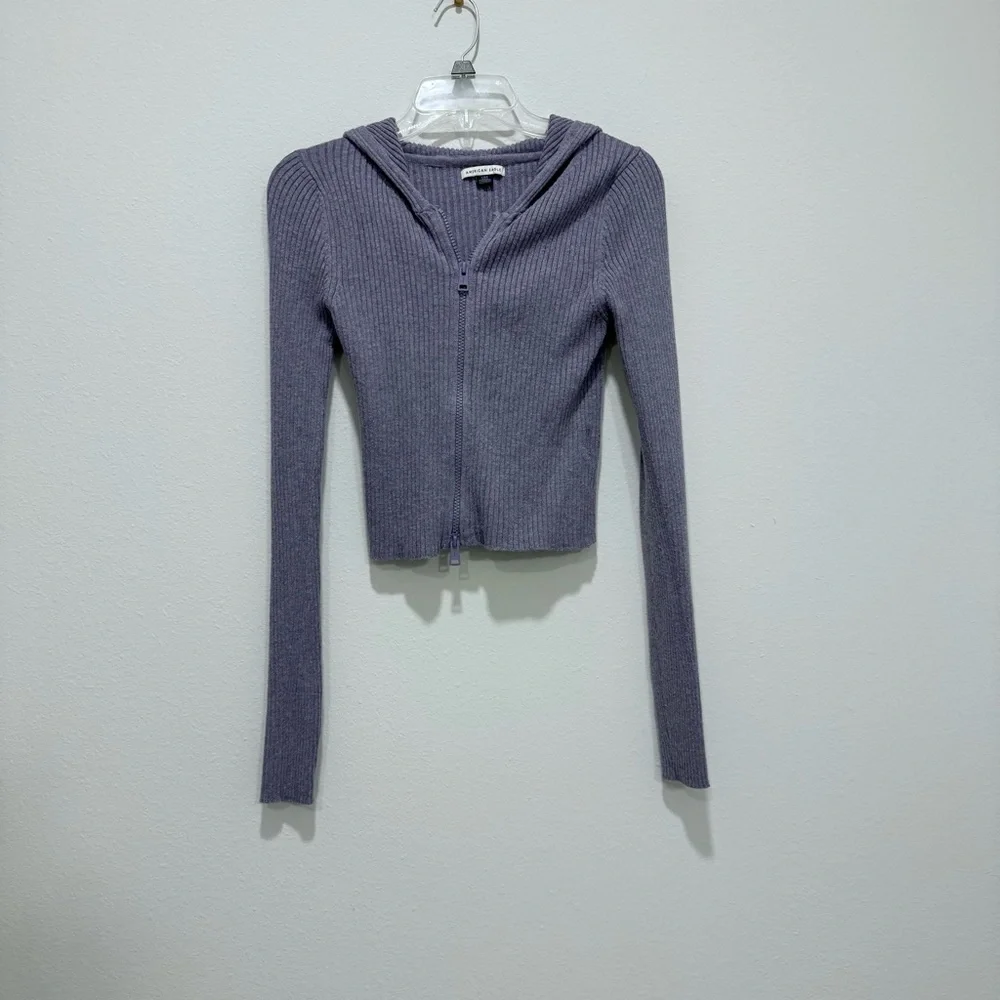 AE Cropped Zip-Up Sweater in purple - Picture 2 of 4
